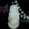 Pendant Necklaces Natural White Jade Guanyin Beaded Necklace Men Women Buddhist Lucky Amulet Feng Shui Charms Jewellery Accessories