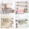 Towel Racks Stainless Steel Double-Layer Bathroom Towel Storage Rack Rod Hanging Accessories Wholesale Suction Drop Delivery Home Gard Otmwr