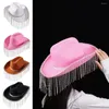 Berets Glitter Mirror Disco Cowboy Hat Classic Ball Fashion For & Cowgirl Party Decoration U0G7