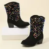 Boots Girls Sequined Elegant Unique Low Heels Children Fashion Casual Princess Solid Color Kids Slip on Breatheable 231215