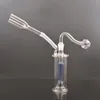 Pequeno Mini Hookah Glass Burner Bong com Matrix Perc LED Light Smoking Water Pipe com Snuff Snorter Sniffer Recycler Ice Catcher Bong com 10mm Masculino Oil Bowl Pot