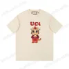 メンズTシャツデザイナー24スプリングピュアコットンTシャツデザイナードラゴン漫画プリントカジュアル通気性短袖ファッションブランド女性マスクヘッド5RG8