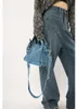 Evening Bags Denim Jeans Bags Cool Girl tote Fashion Trend High Street Hardware Tote In Drop Ship Denim Women's Y2K Mini Shoulder Bag 231215
