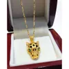 Lerca Hip Hop Schmuck Luxus Mode Feste Reine 18K Gold Leopard Charms Anhänger Halskette Mit Figaro Link Kette für Männer