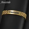 Charm Bracelets Atoz 15mm Punk Men Personalised Engraved Name Date for Women Thick Chain Bangle Stainless Steel Jewelry Gift 231215