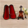 Arts And Crafts High Quality Mini Violin Upgraded Version With Support Miniature Wooden Musical Instruments Collection Decorative Or Dhurg