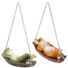Decorative Objects Figurines Creative Cute Frogs Cat Dog Resin Lying Santa Claus Statue Garden Hang On Tree Pendant Indoor Outdoor Decor Ornament 231216