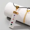 Pendant Necklaces Ladies Natural White Rectangular Stone Inlay Multicolor Rhinestone For Women Black Leather Rope Chain Necklace