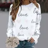 Sweat à capuche pour femmes, à la mode, col rond, décontracté, imprimé amour de la saint-valentin, longues dames, sweat-shirt à capuche avec fermeture éclair