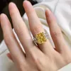 Klusterringar 925 Sterling Silver Simulated Moissanite Radien Cut Created Citrine Gemstone Ring Girls Fine Jewelry