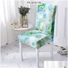 Stol täcker stolar målade blommor kök elva jul dekoration clininer er spandex dinning bord skrivbord drop leverans hem gard dhjl0