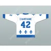 Personalizzato GILLES CHAMPAGNE 42 LE NATIONAL DE QUEBEC HOCKEY JERSEY- LANCE ET COMPTE NUOVO Top cucito S-M-L-XL-XXL-3XL-4XL-5XL-6XL