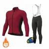 Tävlingssatser långa byxor med 20D gelcykelkläder Vintercykeltröjor 2023 MTB Suits Men Thermal Fleece Bicycle Uniform