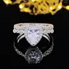 Cluster Rings Silver Color Bride Pear Shaped Marquise Cut Zircon Wedding Ring Set For Women Female Anniversary Gift Fashion Jewelry R5014