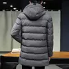 Men's Down Parkas Winter High Quality Men Casual Fashion Solid Color Slim Hooded Zip Long Thick Warm Coat Overcoat Thick Hat Fashion Down Jacket 231215