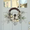 Flores decorativas natal rattan grinalda decoração de inverno porta da frente para janela externa natal fazenda decoração para casa