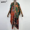 WINYI 2022 Dames Afrika gedrukt vest met vleermuismouwen Vrouwelijke blouse Losse casual cover-up shirts Strand Kimono boho kleding