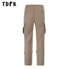 Pantalons pour hommes Cordon Cargo Hommes Style Safari Plissé Taille Élastique Pantalon Droit Ample Hommes