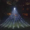 Cordes mené à cinq points étoiles cascade légère Noël suspendue arbre jardin d'eau télécommande Solar213a