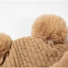 Beanie Skull Cap S Fur Ball Fleece Lined Warm Pullover Cap Outdoor Autunt and Winter Cold Proof Cute Fashion Wool Hat 231216