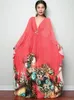 Festklänningar Edolynsa Bohemian Butterfly Print Kaftan Plus Size Baddräkt täcker rosa casual resort Wear Deep V-Neck Loungewear Q1289