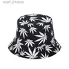 Wide Brim Hats Bucket Hats FOXMOTHER New Punk Black Green Red Leaf Weed Fisherman Cs Bucket Hats Hip Hop Gorro Outdoor Men DropshippingL231216