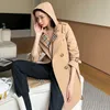 Women's Trench Coats designer Spring and Autumn New Counter Boutique British Style Heavy Industry Hooded Windbreaker Mid length Coat XHY6