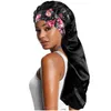 Nouveaux Bonnets longs en Satin avec bandeau, bonnet de sommeil soyeux, Extra larges pour cheveux bouclés, sommeil soyeux réglable pour femmes