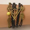 Bileklik Fashon Takı Vintage Bronz Charm Potter Sihirli Hallows Bilezik Kadınlar için Baykuş Kanat Hediyeleri 231215