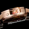 V9F Calatrava 5057R PP30-255 Relógio automático masculino 50º aniversário ouro rosa mostrador branco MoonPhase Power Reserve pulseira de couro preto Super Edition Puretime C3