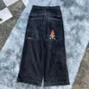 Herren Streetwear Haruku Hip Hop Grafikdruck Gothic Übergroße Baggy Jeans Schwarze Hose Hohe Taille Hose mit weitem Bein