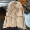 Frauen Daunen Parkas Nachahmung Winter Mode Pelz Mäntel Kurze Motorrad Jacke Weibliche Zipper Langarm Oberbekleidung Streetwear 231215