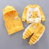 Set di abbigliamento Inverno Freddo Bambini Set Ragazzo Ragazza Addensare Peluche Caldo Cartoon Orso Gilet Top Pant 3 Pezzi per Bambini Vestiti Bambino 231215