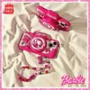 Capas de telefone celular canecas 2023 Nova Miniso Barbie Soft Silicone Cartoon Rose Red Camera Holder Iphone13/14/15 Capa para meninas Aniversário e presente de Natal J231216