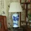 Tafellampen Keramische lamp Slaapkamer Nachtkastje Creatief Chinees Handgeschilderd Blauw en Wit Woonkamer Grote tuin Modern