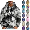 Hoodies masculinos vintage com capuz solto impresso manga longa pulôver blusa outono inverno diário punk rua versátil moletom tie dye topo