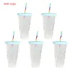 Mokken 1 5PCS Strokop Met En Schaal Herbruikbare Kleur Magisch Plastic Koud Water Kleur Veranderende Tumbler Verkleuring 231216