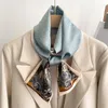 Scarves Soft Silk Smooth Small Neck Scarf Fashionable Flower And Bird Blue Printed Pattern Spring/Summer Women's Ribbon