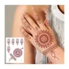 Tillfälliga tatueringar vattentät henna tatuering bruna henna klistermärken för hand falsk tatuering för kvinnor kroppskonst tillfällig hena design mehndi klistermärken 231215