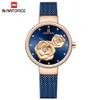 NAVIFORCE Women Watch Top Brand Rose Gold Blue Quartz Ladies Watches Steel Mesh Waterproof Wristwatch for Girl Relogio Feminino 20301L