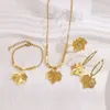 Benutzerdefiniertes 18K vergoldetes Designer-Schmuckset für Damen, luxuriöses, wasserdichtes Edelstahl-Armband, Halskette und Ohrringe-Schmuckset