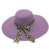 Berety przenośne letnie kapelusz wygodne lampart bownot dekoracje szerokie grzbiet bzdurka plażowa ochrona przed słońcem słoma do codziennego życia