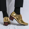 Elbise Ayakkabı 2023 Lüks Altın Erkek Yüksek Topuk Deri Mokasen Tasarımcı Gösterdi Düğün Resmi Büyük Boy 46