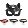 Outros suprimentos de festa de evento Máscara de olho de couro preto SM Fetish Collar Mulheres Halloween Cosplay Sex Blindfold Brinquedos para Homens Eróticos Acc315R