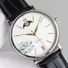 40MM case 11MM Thin Moon moonphase working Leather Strap automatic cal 35800 movement men watch wristwatch business simple shirt w267h