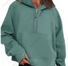 Ilululemens-43 Automne hiver Yoga costume plongée à capuche demi-fermeture éclair femmes pull de sport veste de gymnastique en vrac Fitness court manteau en peluche sweat-shirt YU