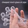 Precio de fábrica 4 pulgadas 10 cm de espesor Pyrex Glass Oil Burner Pipe Prueba clara Tubo de paja Quemadores Bubbler Pipas para fumar para Bongs de agua El mejor regalo para fumadores