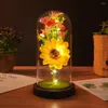 Nachtverlichting Zonnebloem Cadeau voor vriendin PU-simulatie Rooslicht met glazen afdekking Decoratie Creatieve Valentijnsdag