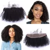 Afro Crépus Bouclés Cheveux Humains 13x4 Transparent Dentelle Frontale Fermetures Pré Pincées Délié Naturel