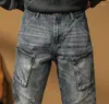Jeans masculinos homens engrossados calças de trabalho retalhos retos soltos jean harem tamanho 28-40